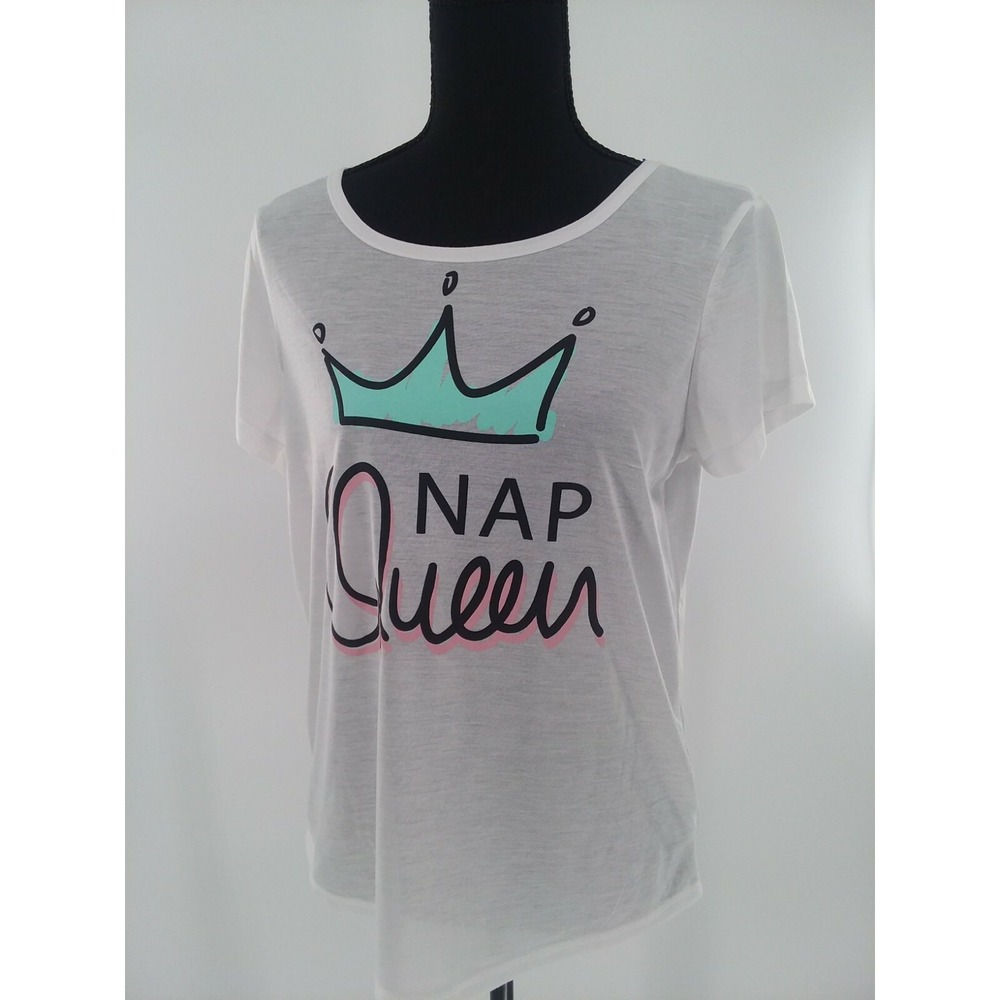 Bobbie Brooks Sleepwear Nap Queen White Tee Shirt Size Medium